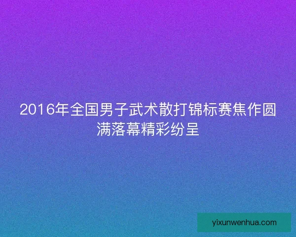 2016年全国男子武术散打锦标赛焦作圆满落幕精彩纷呈